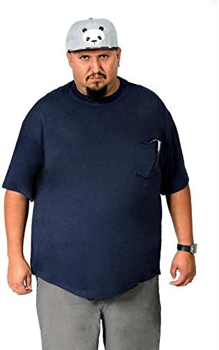 Big Boy Bamboo Men's Crew Neck with Pocket Bamboo Short-Sleeve T-Shirt (4XL, Dark Blue)