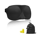 KCOOL 3D Eye Sleep Mask Blindfold Cover for Sleeping Travel & 1 Set of Earplug and 1 Carry Pouch