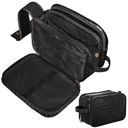 Croc Leather Toiletry Bag for Men Mens Travel Bag Toiletry Kit