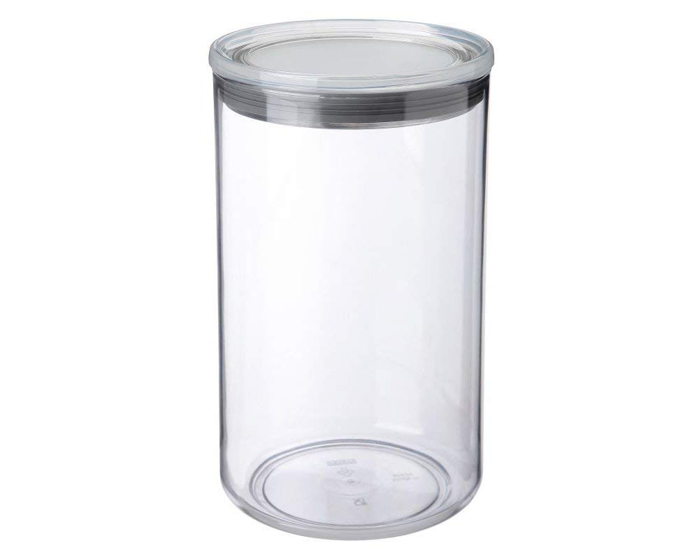 TATAY Kitchen Storage Container 2 L | Clear Kitchen Canister | Silicone Seal Lid | Stackable | BPA-Free Plastic | Dishwasher Safe | 12.5 x 12.5 x 22 cm, Grey