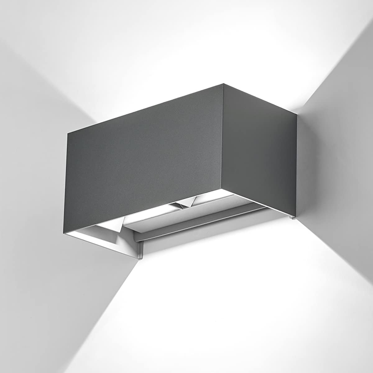 Dr.lazy Led Wall Light Aluminum 20W Indoor Led Wall Lamp 120° Adjustable Up Down Wall Light Outdoor IP65 Waterproof Wall Sconce Lighting Fixtures for Bedroom Hallway stairwells (Grey/Cold White)