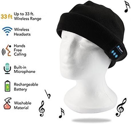 Bluetooth Beanie, Black Winter Knit Hat V3.0 Wireless Musical Headphones Earphones, Speakers Beanies Hats Cap