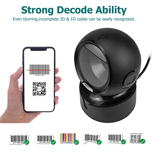 NetumScan USB Barcode Scanner Wired 1D 2D QR Barcode Reader for Supermarket Retail Store Warehouse POS System NSA5