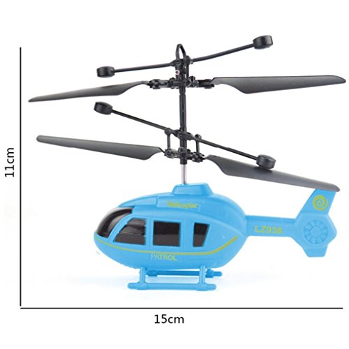Flying Mini RC Infrared Induction Helicopter, Unpara Colorful Beautiful Dazzle Interesting Aircraft Flashing Light Toys For Kid (Blue)