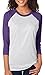 Next Level Unisex 3/4-Sleeve Raglan T-Shirt, Purple Rush/HTHR Wht, Large