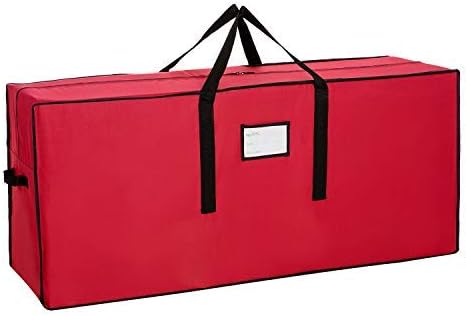 Holiday Décor Storage - Sattiyrch Christmas Tree Storage Bag,Fits Up to 6 ft Tall Artificial Tree,Heavy Duty 600D Canvas Red Christmas Tree Storage Container with Sleek Dual Zipper and Durable Handles,45