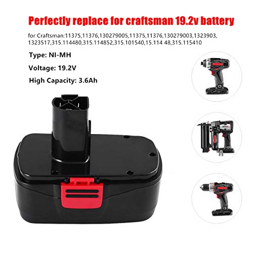 2Pack C3 Battery 3.6Ah Replacement for Craftsman 19.2V Battery DieHard C3 19.2 Volt Power Tools 130279005 130279017 11376 11045 Cordless Drill Drivers