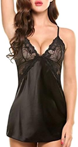 Generic Women Nightie Underwear Lace Embroidered Floral Lingerie Set Chemise Pajamas