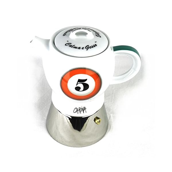 Moka Consorten Espressokocher »Carina biliardo« | Edelstahl und weißes Porzellan | Höhe: 18 cm | Füllmenge: 210 ml… – Bild 7
