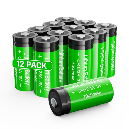 RRUHHK CR123A 3V Lithium Batteries, 1900mAh Non-Rechargeable New Upgrade High Capacity 3 Volt 123 Battery for Flashlight,etc - 12 Pack at Amazon