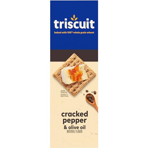 TRISCUIT CRACKED PEPPER & OLIVE OIL WHOLE GRAIN WHEAT CRACKERS, 8.5 OZ