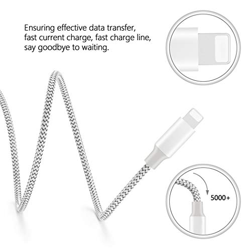 iPhone Charger, Besiva Lightning Cable 5Pack 3FT 3FT 6FT 6FT 10FT MFi Certified Nylon Braided USB Charging & Syncing Cable Compatible with iPhone Xs MAX XR X 8 8 Plus 7 7 Plus 6s 6s Plus 6 6 Plus