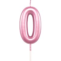 Birthday Candles Ten Years Pink Happy Birthday Number 0 Candle for Cake Topper Decoration for Party Kids Adults Numeral…