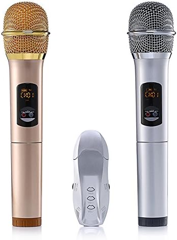 UHF Professional Wireless Microphones System,Alloet K18U Bluetooth Two Handheld Microphones for Outdoor KTV Entertainment Host Teaching