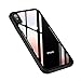 iPhone X Case, FLOVEME Hybrid 0.55mm Ultra Slim Tough Armor Shockproof Clear Transparent Tempered Glass Hard Back Cover with Soft TPU Flexible Bumper Edge Protection Support Wireless Charging, Black