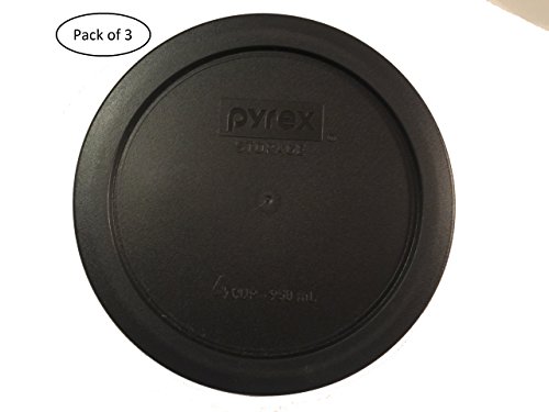 Pyrex 7201-PC 4 Cup Round Storage Cover for Glass Bowls (3, Black)