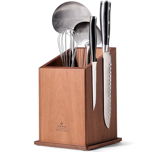 ENOKING Magnetic Kitchen Knife Holder, Acacia Wood Kitchen Knife Holder, Extra Large Kitchen Utensil Holder for Knives and Kitchen Utensils
