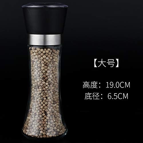 NiNnn 304 stainless steel black pepper grinder manual pepper grinder kitchen seasoning bottle cans household tools, plastic head (high section)