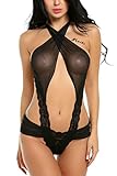 Avidlove Women Halter Lingerie Mesh Teddy Sleepwear Jumpsuit Lace Babydoll