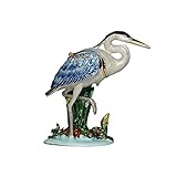 Minihouse Blue Heron Trinket Box Hinged Hand-Painted Enameled Bird Figurine Collectible Jewelry Box Ring Holder,Unique for Home Decor
