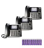 RCA U1000 Unison Base Station - 4 Line Phone Systems for Small Business with Digital Receptionist Bundled with RCA U1100 Wireless Deskphones (2-Pack) and 10 Blucoil AAA Batteries