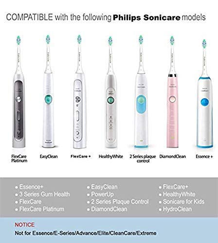 Replacement Toothbrush Heads Compatible with Philips Sonicare DiamondClean FlexCare, HealthyWhite EasyClean,Essence+(plus) Electric Toothbrush ,8 PACK