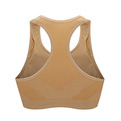 Jarseen Women's Sports Bras Seamless Racerback Fitness Workout Yoga Bra (L(Fit 32D/34A/34B/34C/34D/36B/36C/36D), Nude)