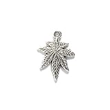 Shipwreck Beads Zinc Alloy Marijuana Leaf Charm, 15 by 21mm, Silver, 60-Pack