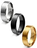 FIBO STEEL 8MM Stainless Steel Rings for Men Promise Wedding Band Ring Engagement 3 Pcs a Set, Size 10.5