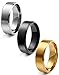 FIBO STEEL 8MM Stainless Steel Rings for Men Promise Wedding Band Ring Engagement 3 Pcs a Set, Size 10.5