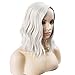 BERON Silver Wig Short Curly Wig Silver White Wigs Women Beach Wave Wigs for Cosplay Costume Party Hairnet Included