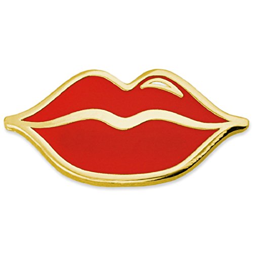 PinMart Red and Gold Lips Kissing Cute Trendy Enamel Lapel Pin