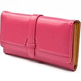 KLOUD City® Hot Pink synthetic leather drawstring style double button women wallet
