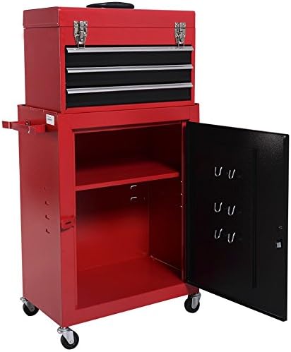 2PC Mini Tool Chest And Storage Cabinet Roller Tool Box Organizer Rolling Garage Mechanics Craftsman Toolbox Portable Drawer Cart Rust Resistance Removable Tool Chest With 3 Drawers Nonslip Design