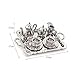 MonkeyJack 10 Pieces Silver Alloy Tea Lid Pot Cups Tray Set for 1:12 Dollhouse Miniatures Doll Home Furniture Decoration