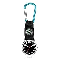 Junson Carabiner Nurse Watch Doctor Pocket Watches With Carabiner Hook Clip-Sky Blue