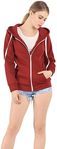 Must Rose Unisex Plain Hooded Zip Up Top Zipper Hoodie Jacket (XX-Large, Red)