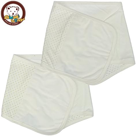 Anmi Kosbon 2pcs Baby Infant Pure Cotton Umbilical Cord,Adjustbale Double Layer Neonatal Umbilical Bellyband Umbilical Hernia Truss.
