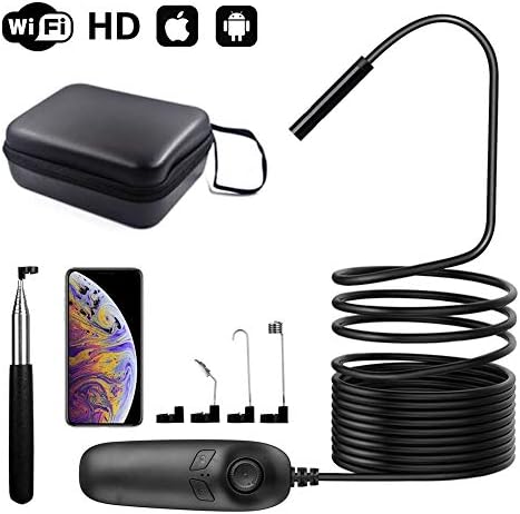 EFUTONPRO WiFi Endoscope, Wireless Inspection Camera Telescopic Rod Semi-Rigid Cable 2.0 Megapixels HD IP67 Waterproof for iOS Android Mac Tablet (5 meters)