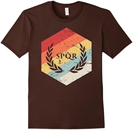 Mens Vintage Retro Ancient Rome SPQR T-Shirt XL Brown