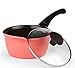 Cook N Home 1.7 Quart Nonstick Ceramic Coating Die Cast Saucepan with Lid, Pink