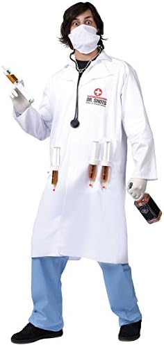 Fun WorldMen's Dr. Shots Adult Costume, White/Blue, One Size