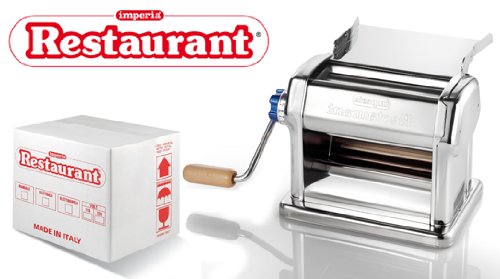 Pasta Maker Machine by Imperia- Professional Grade Restaurant Manual Pasta Roller w Handle, Clamp and Tray