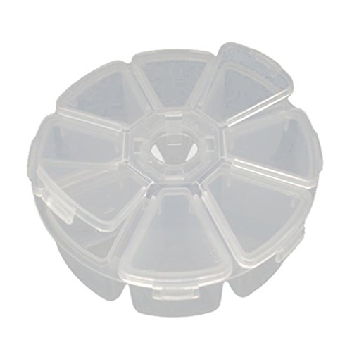 Souarts Clear Plastic Round Storage Box with Total 8 Small Round Cylindrical Containers Good for Beads Organization