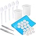 Silicone Measuring Cups for Resin ,Tuyounger 5pcs Mixing Spoons,2pcs Tweezers,1pcs Silicone Sheet for Resin Casting Molds