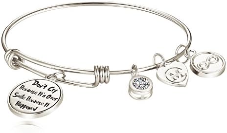 Charmire Inspirational Bracelets (White Gold-Don't Cry Because It's Over Smile Because It's Happened)