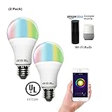 Smart A21 RGBW Tunable Warm White LED Bulbs, Cxy WiFi APP-Smartphone controlled LED Light Bulbs, Multicolor, Dimmable White, Compatible with Alexa and Google Home , 100-Watt Equivalent(2 pack)