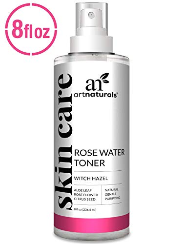 ArtNaturals Rosewater Witch Hazel Toner - (8 Fl Oz / 236ml) - Natural Anti Aging Pore Minimizer for Face - Infused with Aloe Vera for Hydrating - For All Skin Types