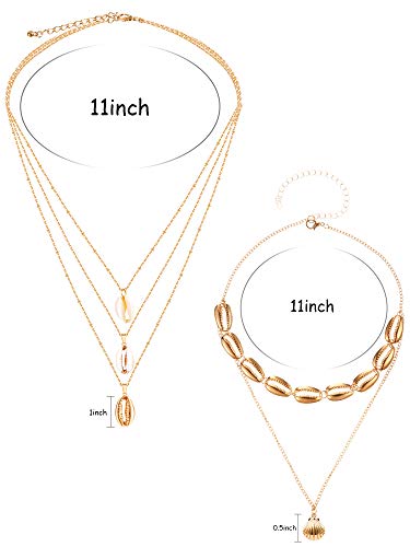 image for BBTO 9 Pieces Gold Layering Chain Choker Necklace Layered Pendant Stat