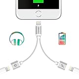 TOPGO iPhone 7 Adapter & Splitter for iPhone 7/7 Plus, Lightning Adapter Splitter Cable, Lightning Headphone Audio & Charge Adapter for iPhone 7/7 Plus-Silver